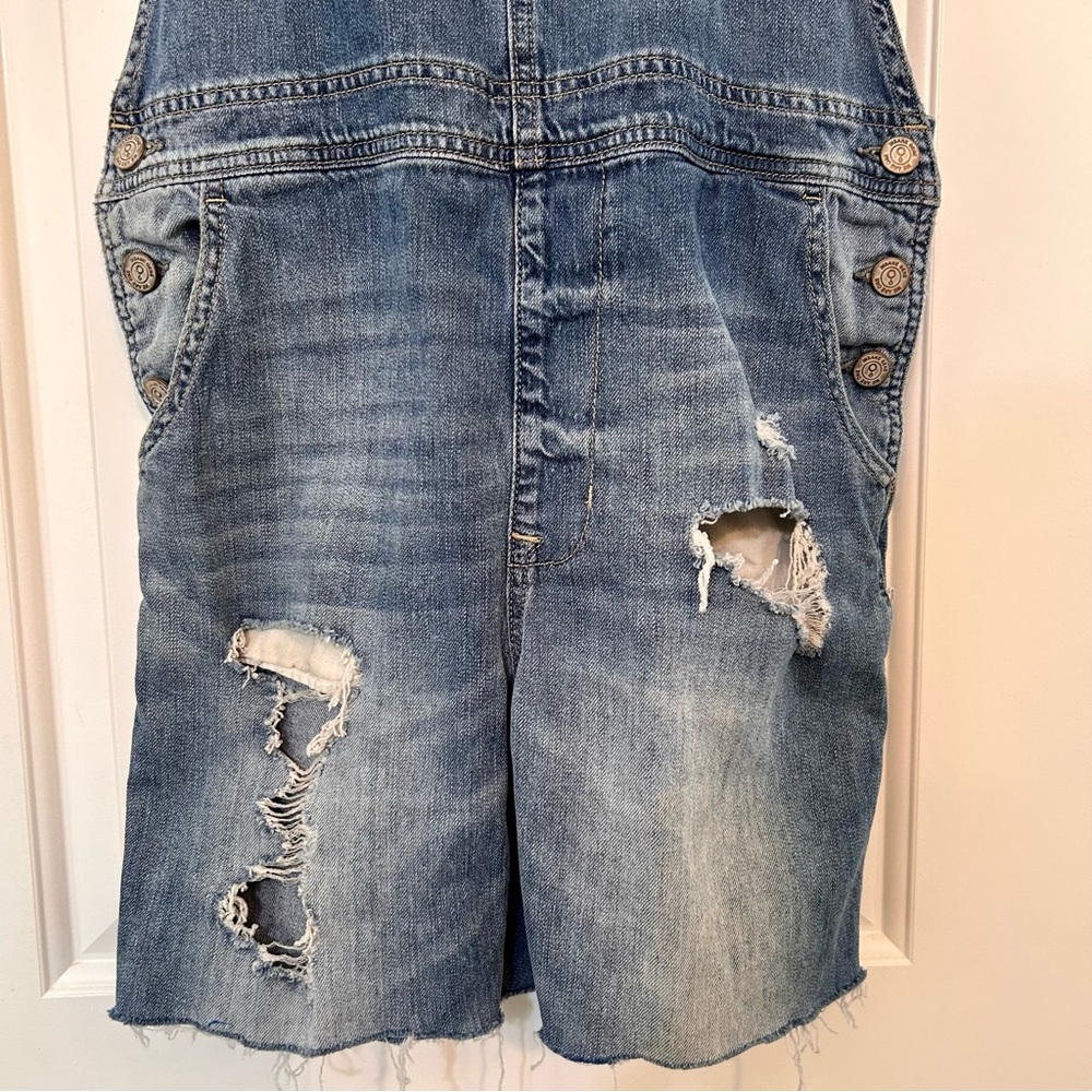 Insane Gene LA Jeans short overall Shortalls medium wash Distressed Size Medium - Picture 2 of 14